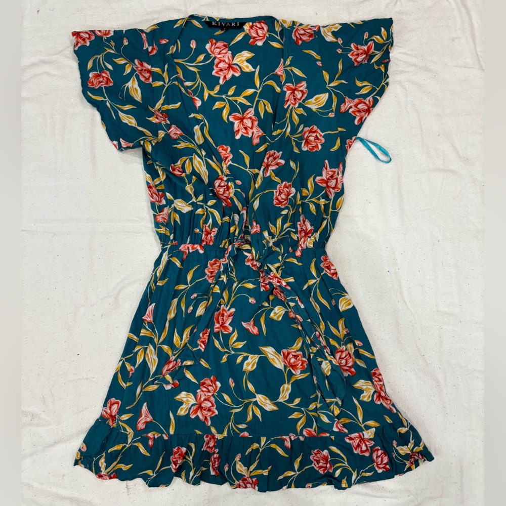 Kivari Teal Floral Mini Dress